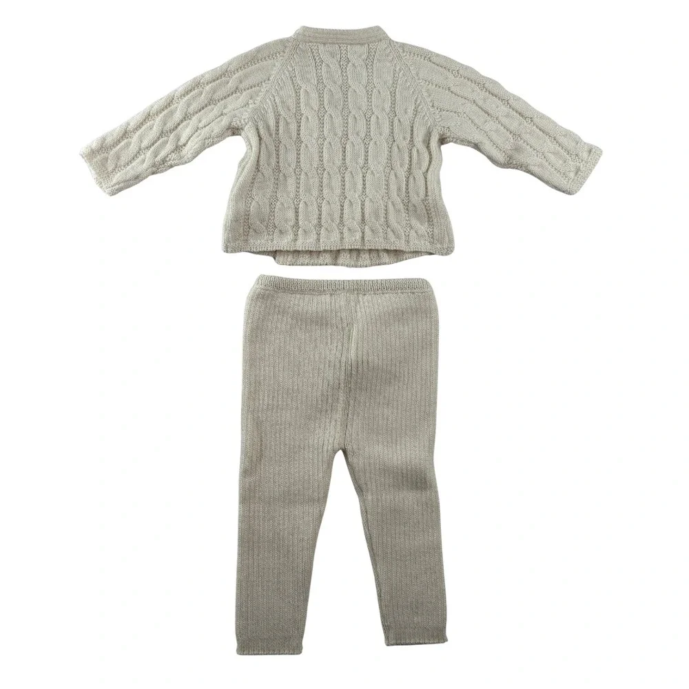 NWT Bonpoint Jalina Cable Knit‎ Wrap Set Ivory Milk White 6M Luxury Baby Outfit